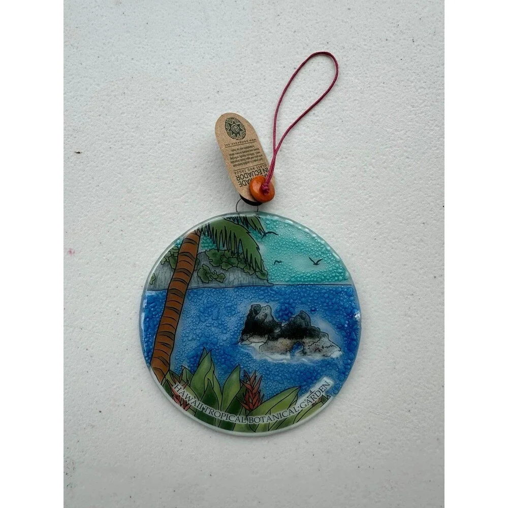 PamPeana Hawaii Tropical Botanical Garden Souvenir Handmade Glass Art Ornament